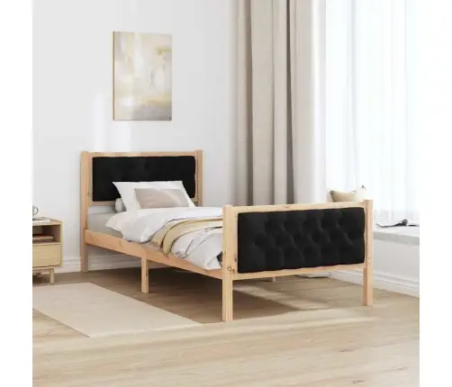 Lovos Rėmas Juoda 90 X 190 Cm Kietos Pušies Mediena