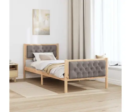 Gultas Rāmis Pelēkbrūna 90 X 190 Cm Ciets Priedes Koks Vidaxl