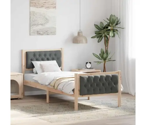 Gultas Rāmis Ar Galvas Klāju Tumši Pelēks 75 X 190 Cm Audums Vidaxl