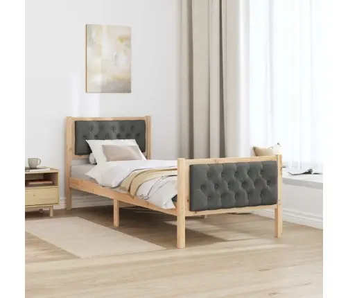 Gultas Rāmis Ar Galvas Klāju Tumši Pelēks 75 X 190 Cm Audums Vidaxl