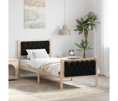 Gultas Rāmis Ar Galvas Klāju Melna 75 X 190 Cm Audums Vidaxl