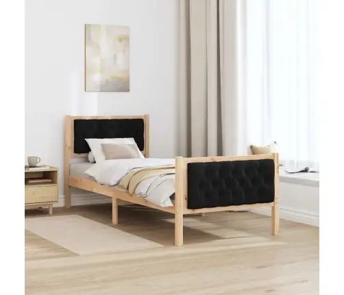 Gultas Rāmis Ar Galvas Klāju Melna 75 X 190 Cm Audums Vidaxl