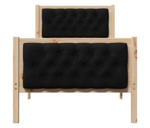 Gultas Rāmis Ar Galvas Klāju Melna 75 X 190 Cm Audums Vidaxl