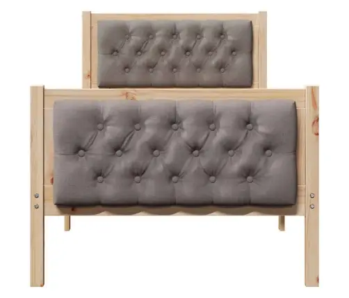 Gultas Rāmis Ar Galvas Klāju Pelēkbrūna 75 X 190 Cm Audums Vidaxl