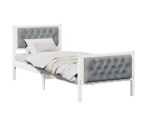 Gultas Rāmis Ar Galvas Klāju Gaiši Pelēks 75 X 190 Cm Audums Vidaxl