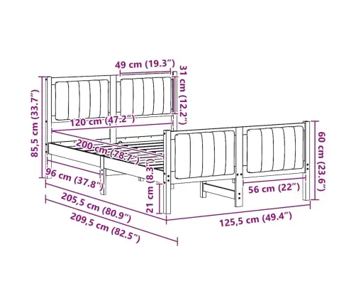 Gultas Rāmis Ar Galvas Klāju Brūns Un Tumši Pelēks 120 X 200 Cm Vidaxl