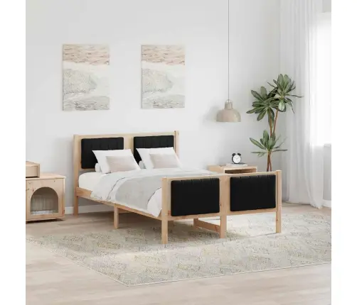 Gultas Rāmis Brūna Un Melna 120 X 200 Cm Priedes Masīvkoks Vidaxl