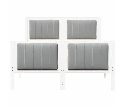 Gultas Rāmis Ar Galvas Klāju Balts Un Gaiši Pelēks 120 X 200 Cm Vidaxl