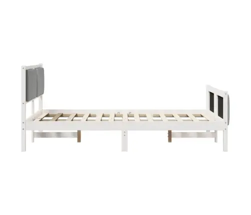 Gultas Rāmis Ar Galvas Klāju Balts Un Gaiši Pelēks 120 X 200 Cm Vidaxl