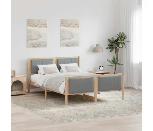 Gultas Rāmis Ar Galvas Klāju Brūna Un Gaiši Pelēka 135 X 190 Cm Vidaxl