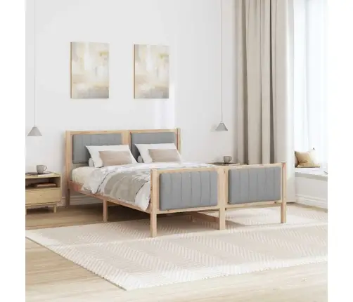 Gultas Rāmis Ar Galvas Klāju Brūna Un Gaiši Pelēka 135 X 190 Cm Vidaxl