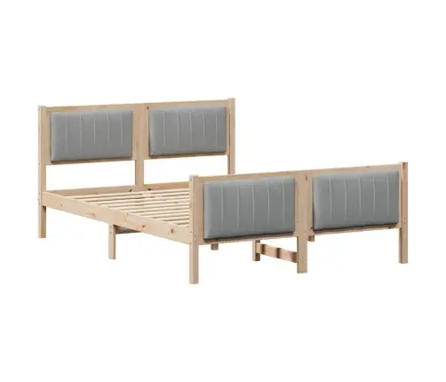 Gultas Rāmis Ar Galvas Klāju Brūna Un Gaiši Pelēka 135 X 190 Cm Vidaxl