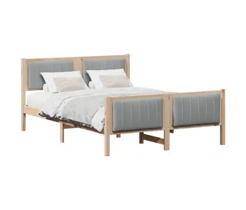 Gultas Rāmis Ar Galvas Klāju Brūna Un Gaiši Pelēka 135 X 190 Cm Vidaxl