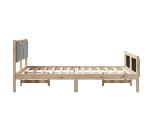 Gultas Rāmis Ar Galvas Klāju Brūna Un Gaiši Pelēka 135 X 190 Cm Vidaxl