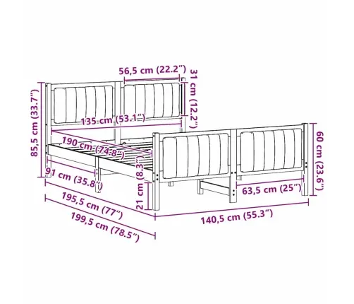 Beti Raam Peaga Pruun Ja Tumehall 135 X 190 Cm Männipuit