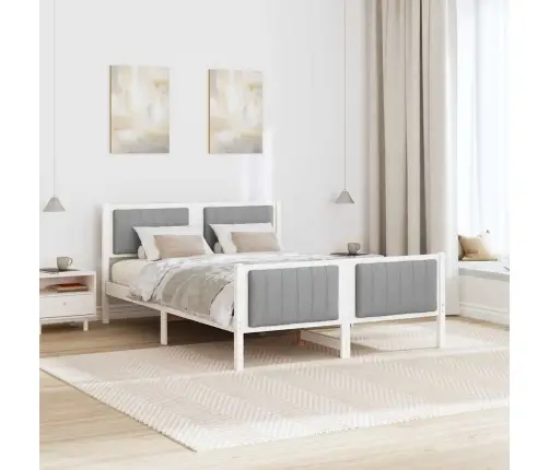 Lovos Rėmas Balta Ir Šviesiai Pilka 135 X 190 Cm Pušies Masyvas