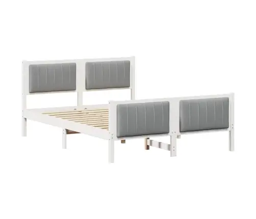 Lovos Rėmas Balta Ir Šviesiai Pilka 135 X 190 Cm Pušies Masyvas