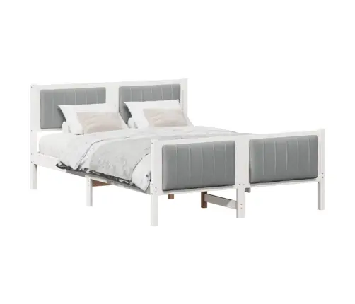 Lovos Rėmas Balta Ir Šviesiai Pilka 135 X 190 Cm Pušies Masyvas