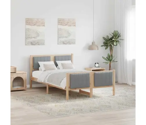 Lovos Rėmas Ruda Ir Šviesiai Pilka 120 X 190 Cm Pušies Masyvas