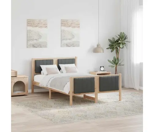 Gultas Rāmis Ar Galvas Klāju Brūns Un Tumši Pelēks 120 X 190 Cm Vidaxl