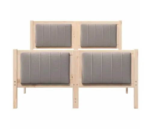 Gultas Rāmis Braun Un Taupe 120 X 190 Cm Priedes Masīvkoks Vidaxl