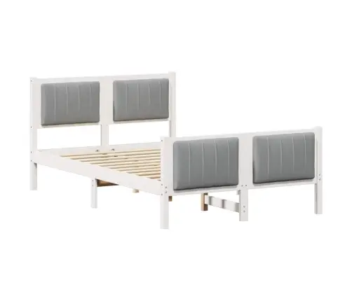 Gultas Rāmis Ar Galvas Klāju Balts Un Gaiši Pelēks 120 X 190 Cm Vidaxl