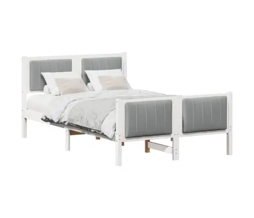 Gultas Rāmis Ar Galvas Klāju Balts Un Gaiši Pelēks 120 X 190 Cm Vidaxl