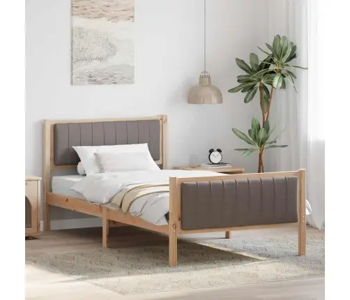 Gultas Rāmis Braun Un Taupe 100 X 200 Cm Priedes Masīvkoks Vidaxl