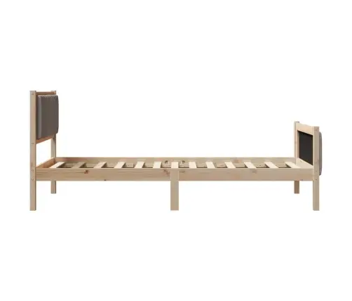 Gultas Rāmis Braun Un Taupe 100 X 200 Cm Priedes Masīvkoks Vidaxl