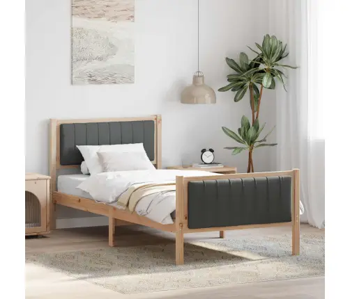 Beti Raam Peaga Pruun Ja Tumehall 90 X 200 Cm Männipuit