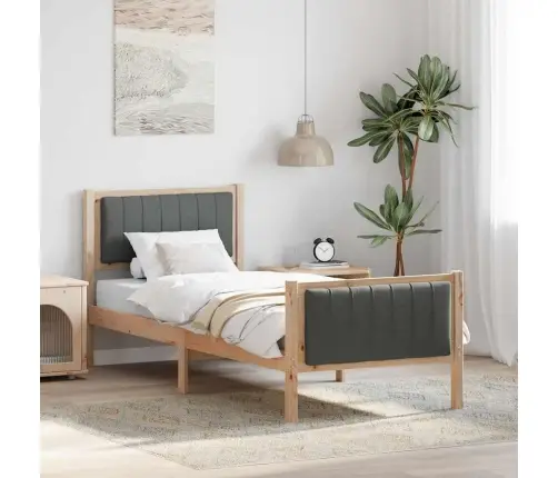 Gultas Rāmis Ar Galvas Klāju Brūns Un Tumši Pelēks 80 X 200 Cm Vidaxl