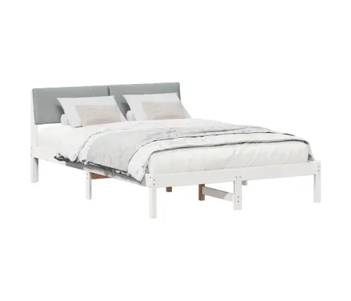 Gultas Rāmis Ar Galvas Klāju Balts Un Gaiši Pelēks 160 X 200 Cm Vidaxl