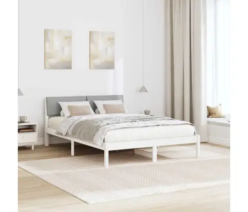 Lovos Rėmas Balta Ir Šviesiai Pilka 140 X 200 Cm Pušies Masyvas