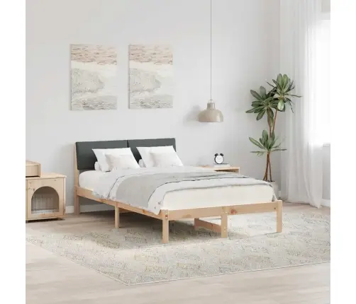 Gultas Rāmis Ar Galvas Klāju Brūns Un Tumši Pelēks 120 X 200 Cm Vidaxl