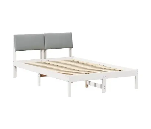 Gultas Rāmis Ar Galvas Klāju Balts Un Gaiši Pelēks 120 X 200 Cm Vidaxl