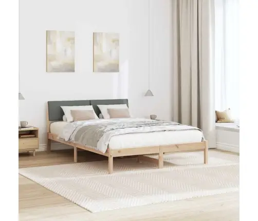 Gultas Rāmis Ar Galvas Klāju Brūns Un Tumši Pelēks 140 X 190 Cm Vidaxl