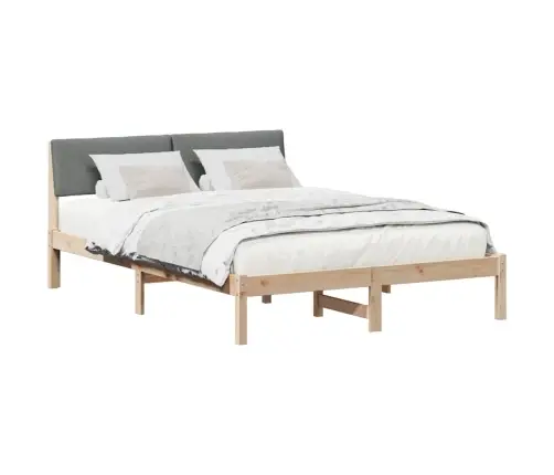 Gultas Rāmis Ar Galvas Klāju Brūns Un Tumši Pelēks 140 X 190 Cm Vidaxl