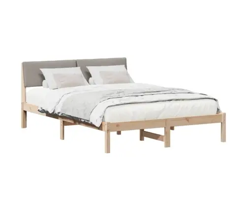 Gultas Rāmis Braun Un Taupe 140 X 190 Cm Priedes Masīvkoks Vidaxl