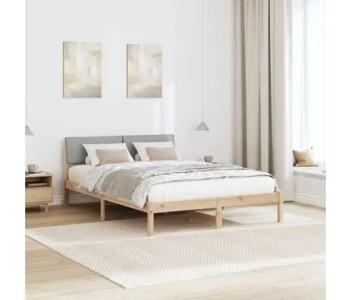 Gultas Rāmis Ar Galvas Klāju Brūna Un Gaiši Pelēka 135 X 190 Cm Vidaxl