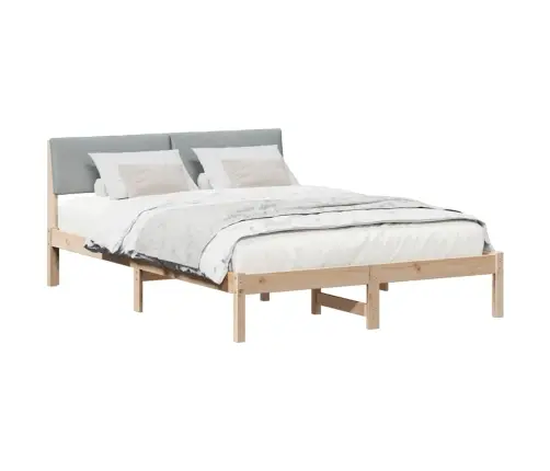 Gultas Rāmis Ar Galvas Klāju Brūna Un Gaiši Pelēka 135 X 190 Cm Vidaxl