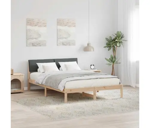 Gultas Rāmis Ar Galvas Klāju Brūns Un Tumši Pelēks 135 X 190 Cm Vidaxl