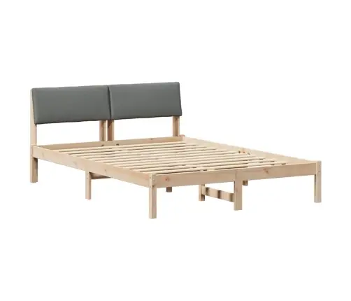 Gultas Rāmis Ar Galvas Klāju Brūns Un Tumši Pelēks 135 X 190 Cm Vidaxl