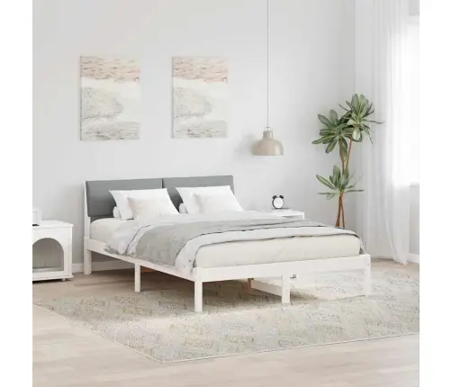 Beti Raam Peaga Valge Ja Helehall 135 X 190 Cm Männipuit