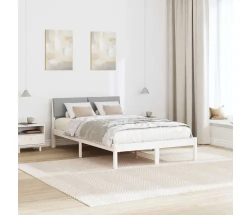 Gultas Rāmis Ar Galvas Klāju Balts Un Gaiši Pelēks 120 X 190 Cm Vidaxl