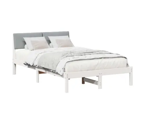 Gultas Rāmis Ar Galvas Klāju Balts Un Gaiši Pelēks 120 X 190 Cm Vidaxl