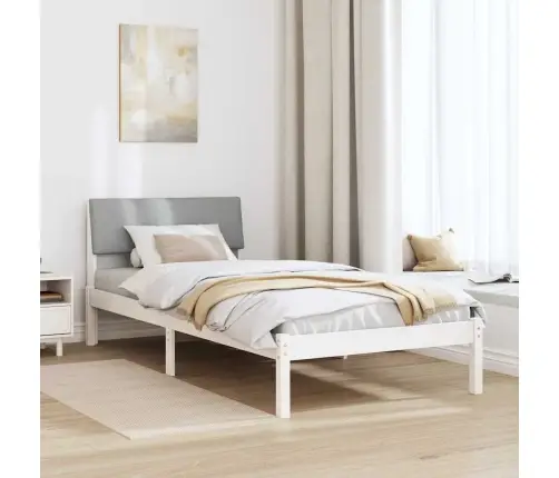 Gultas Rāmis Ar Galvas Klāju Balts Un Gaiši Pelēks 100 X 200 Cm Vidaxl