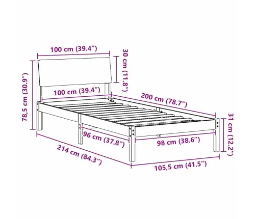 Gultas Rāmis Ar Galvas Klāju Balts Un Gaiši Pelēks 100 X 200 Cm Vidaxl