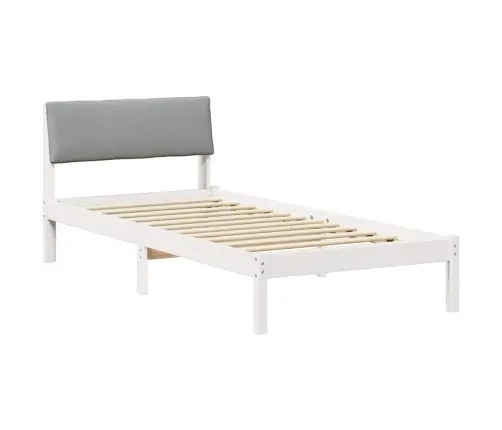 Gultas Rāmis Ar Galvas Klāju Balts Un Gaiši Pelēks 90 X 200 Cm Vidaxl