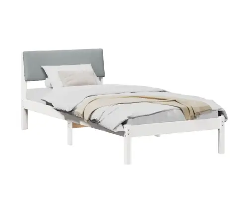 Gultas Rāmis Ar Galvas Klāju Balts Un Gaiši Pelēks 90 X 200 Cm Vidaxl