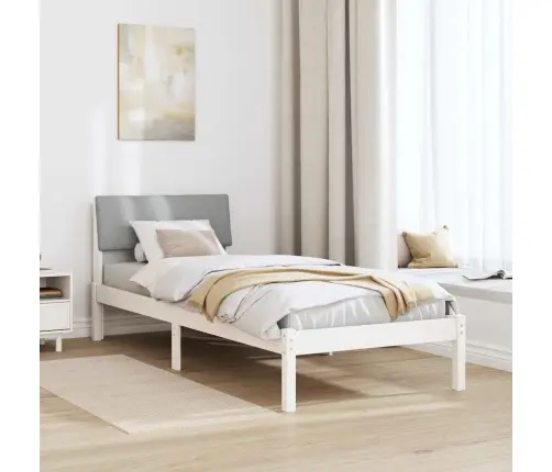 Gultas Rāmis Ar Galvas Klāju Balts Un Gaiši Pelēks 80 X 200 Cm Vidaxl